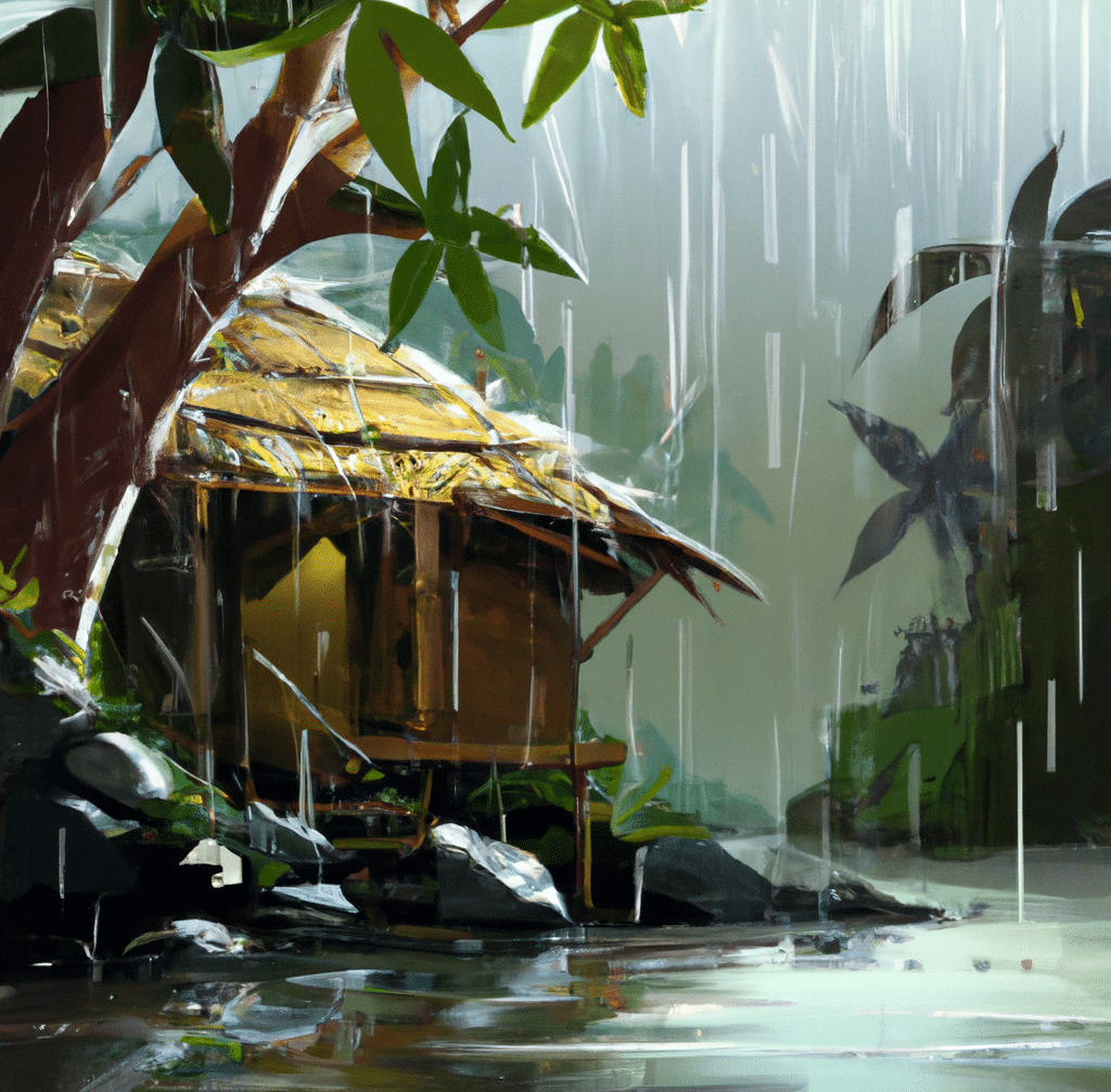 Jungle Rain on Water near Tropical Hut • Sleep Sounds