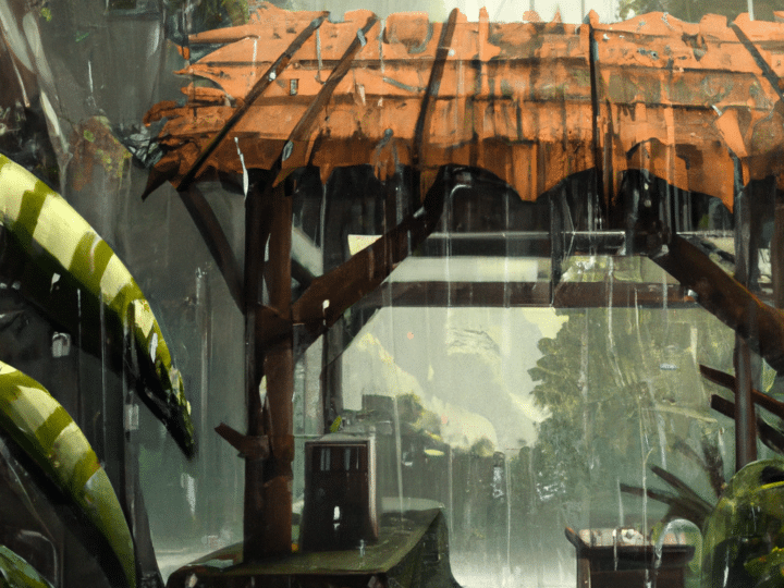 Rainy Day in Tropical Jungle Hut