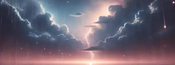 soft thunderstorm, with rain and occasional distant flashes of lightning