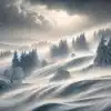 blizzard storm, capturing the peaceful beauty of winter