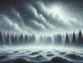 powerful snowstorm outdoors