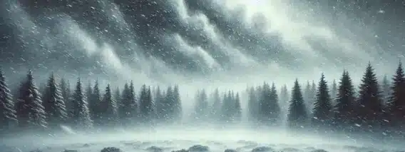 powerful snowstorm outdoors