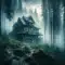 Heavy Rain & Thunder on Ancient House in Forest