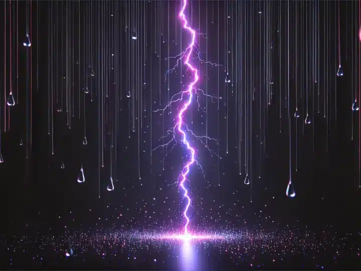 a single bright purple lightning bolt striking downwards