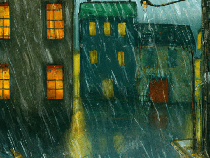 heavy rain on the street