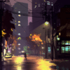 rainy night in korean streets