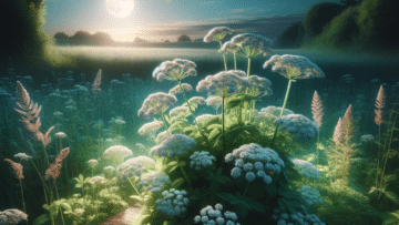 A peaceful and cozy nighttime scene with a Valerian Root plant