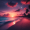 A serene beach scene at dusk