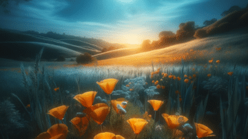 California Poppy plant in a field