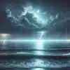 calming night scene of a vast ocean with gentle waves